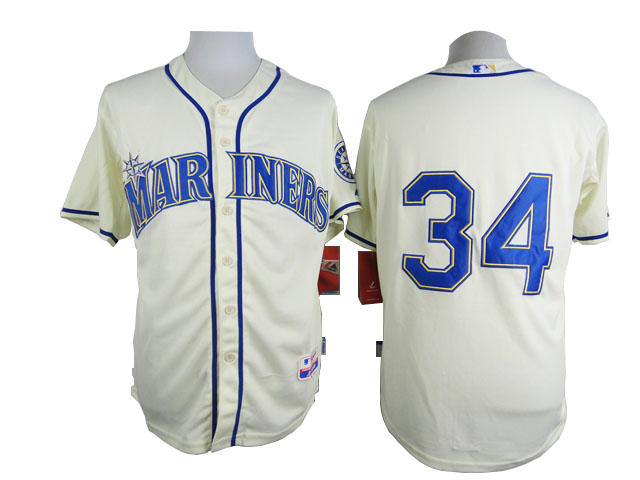 Men Seattle Mariners #34 Hernandez Cream MLB Jerseys